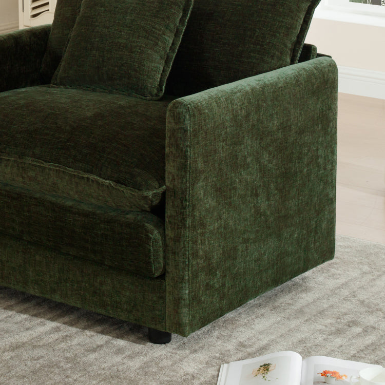 Free Combination Modular Sofa Free,4 Seater Sofa Comfy Chenille Fabric,Sectional Sofa Couch,Green Chenille