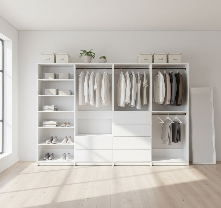 Prosper White Freestanding Walk In Wood Closet System