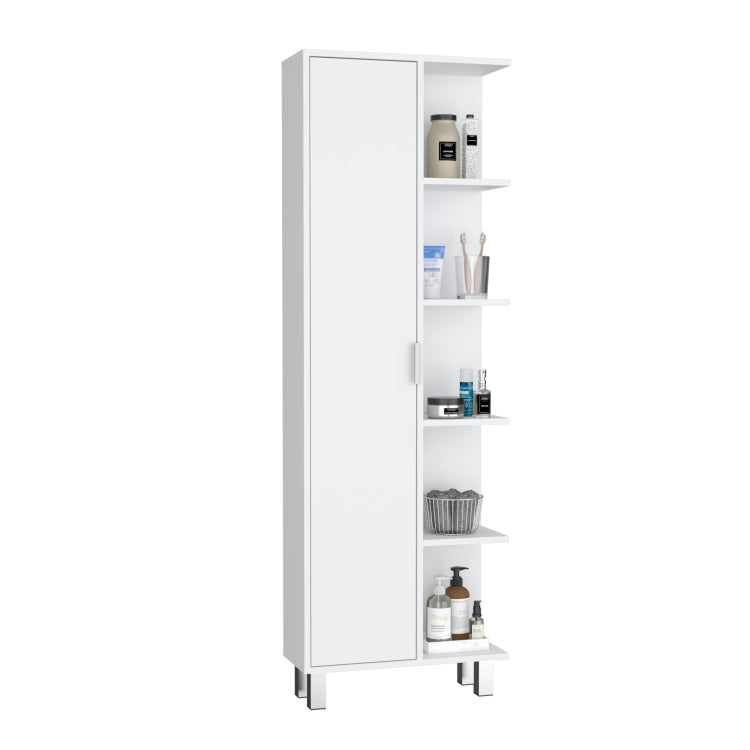 Keller Linen Cabinet 63" H, With 1 Door And 9 Shelves, White