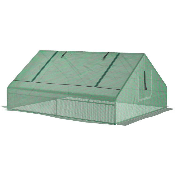 Outsunny 71" X 55" X 32" Mini Tunnel Greenhouse, Garden Planting Shed, Outdoor Flower Planter Warm House With Zipper Windows And Door, Green