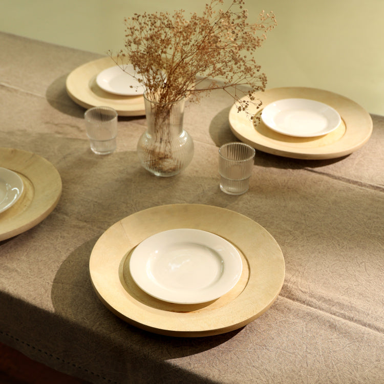 Handcrafted 13" Wood Charger Plate Wooden Dinning Placemat Artisan Wood Tableware