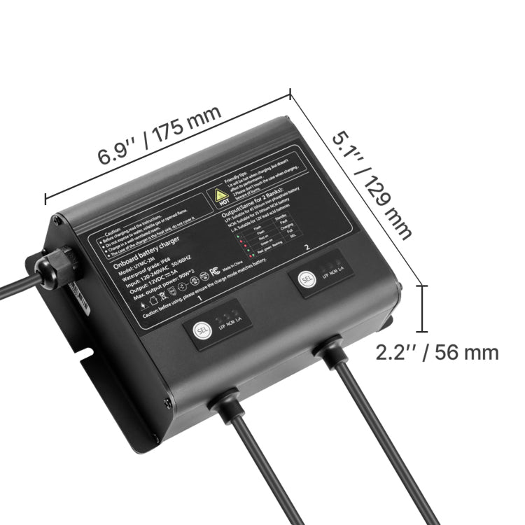 2 Bank 5A 12V Smart Marine Battery Charger Onboard Ip68 Waterproof Boat Rv Yacht