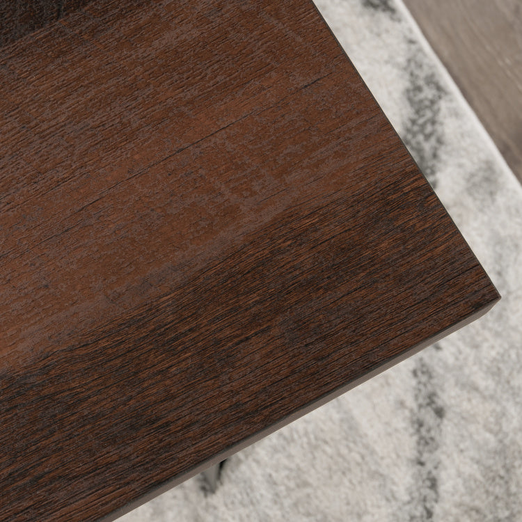 Industrial Table Desk With Spacious Work Surface, Brown Finish