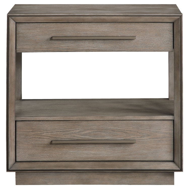 Prescott Taupe Oak 2 Drawers Nightstand