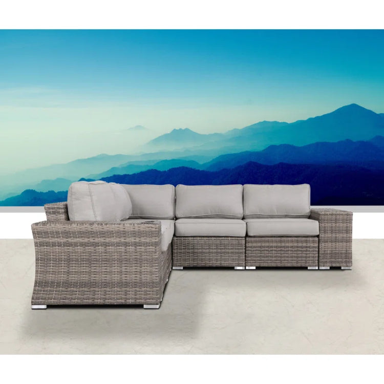 7 Piece Rattan Sectional Sofa Set With Cushions Fully Assembled