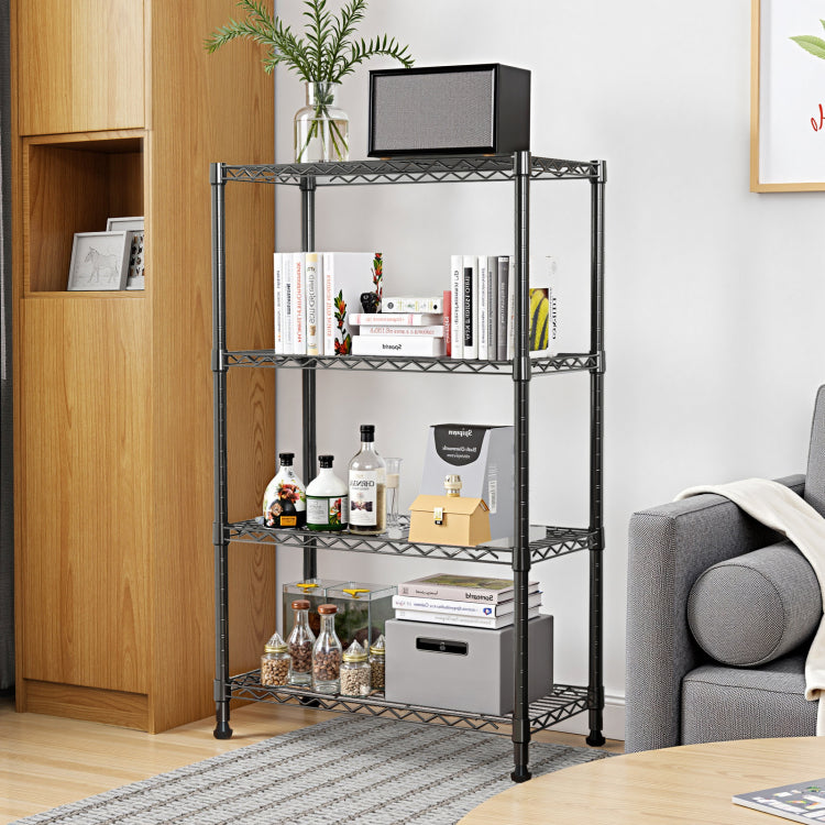 1000 Lbs Storage Shelving Steel Heavy Duty 4 Tier Utility Shelving Unit Steel Organizer Wire Rack For Home,Kitchen,Office,Black 13.7" D X 23.6" W X 53.4" H