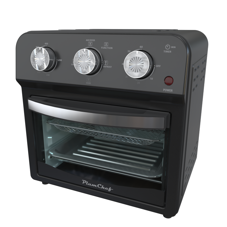 12.5 Quart Air Fryer Convection Toaster Oven, 1500W, 4 Cooking Modes, 7 In 1 Multifunction With Roast, Bake, Grill, Broil, Toast, Dehydrate, Defrost, Stainless Steel, Black