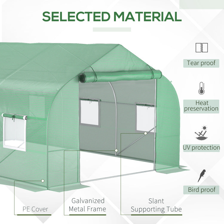 Outsunny 11.5' X 10' X 7' Walk In Greenhouse, Tunnel Green House With Zippered Mesh Door And 6 Mesh Windows, Gardening Plant Hot House With Galvanized Steel Frame, Green