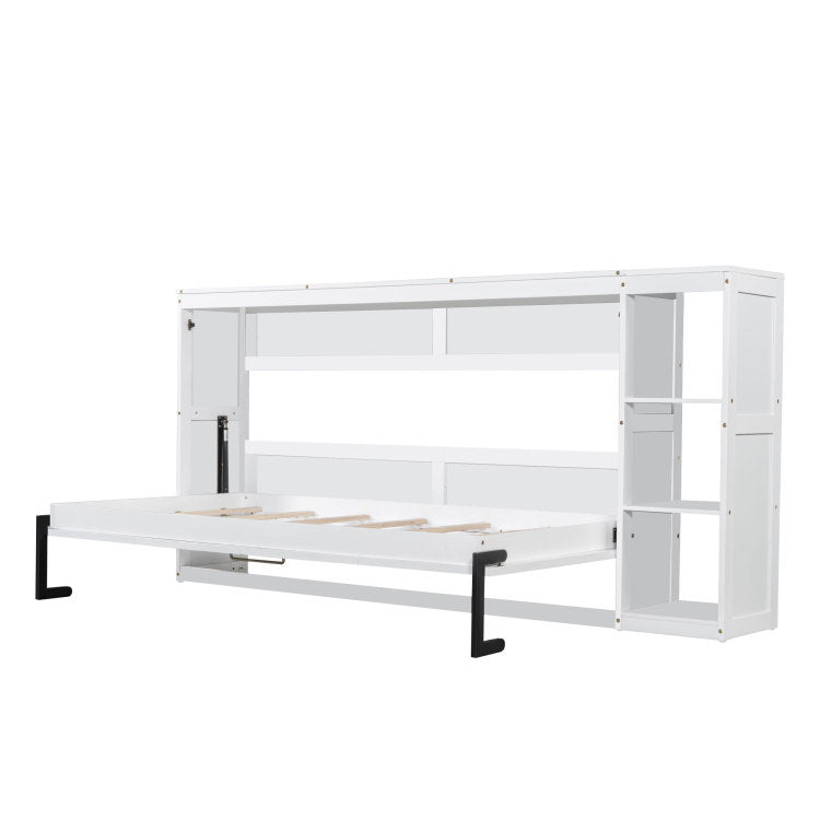 Twin Size Murphy Bed With Bookshelf, White