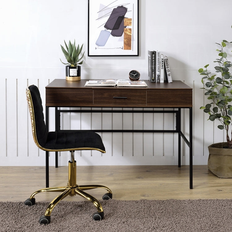 Oak And Black 1 Drawer Writing Desk With Usb Port
