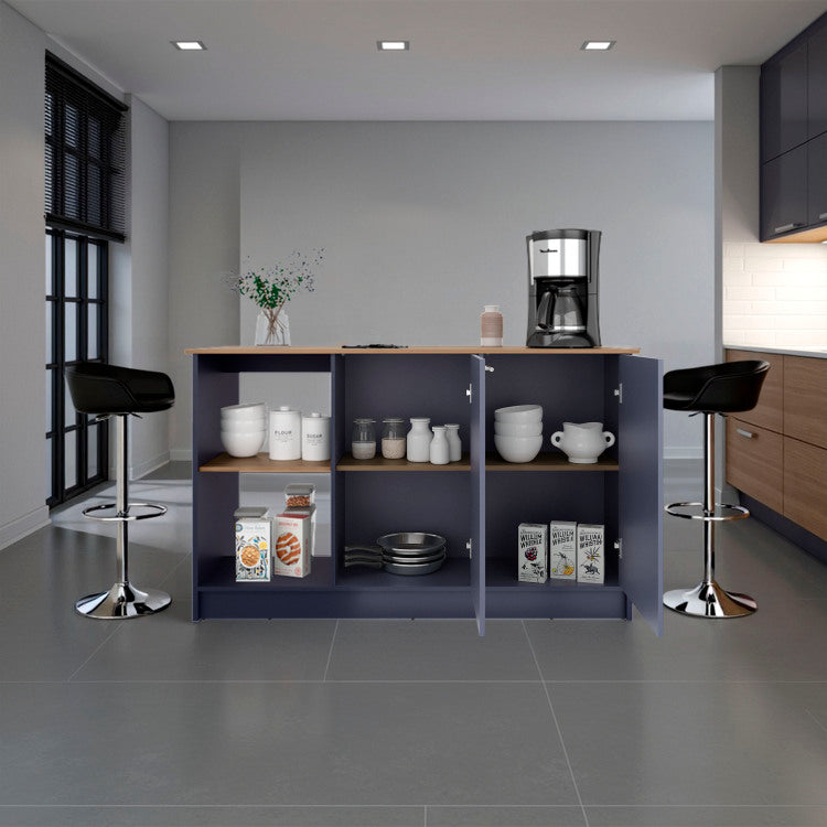 Demon Kitchen Island With Storage Cabinet And Open Shelves