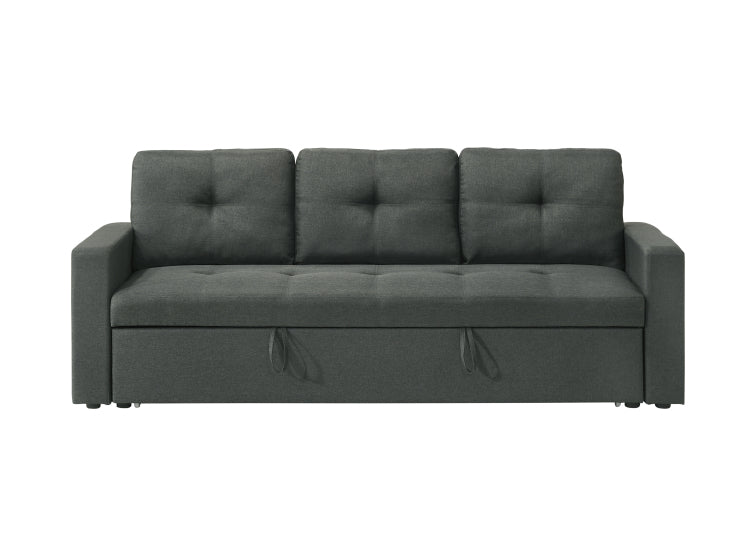 Burleigh 83.5"W Dark Gray Fabric Sleeper Sofa With Tufted Cushions