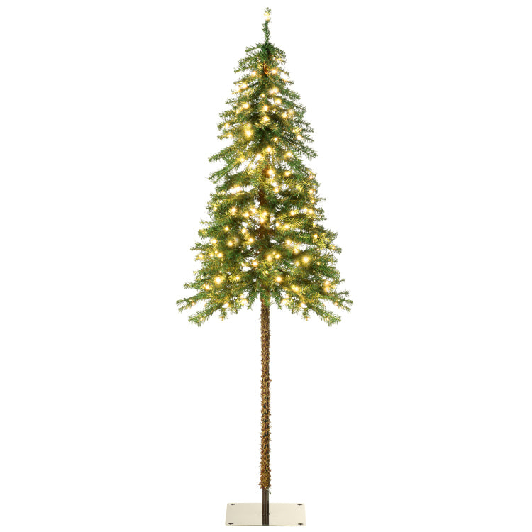 Homcom 6Ft Tall Prelit Pencil Artificial Christmas Tree Holiday D Cor With 442 Branches, 175 Warm White Or Colorful Led Lights, Steel Base