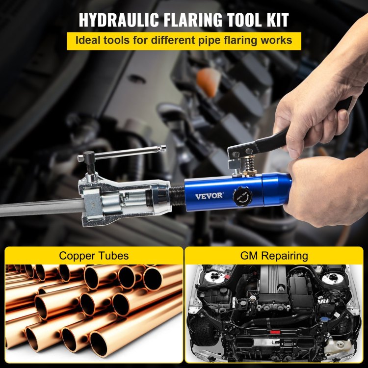 Hydraulic Flaring Tool Kit, 45 Double Flaring Tool, Brake Repair Brake Flaring Tools For 3 16" 1 2", Brake Flare Tool With Tube Cutter And Deburrer, 32 Pcs Tube Flaring Tools For Copper Lines