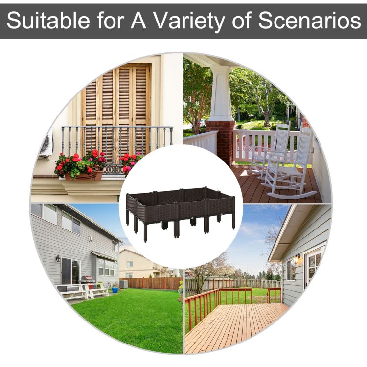 Outsunny 6 Piece Raised Garden Bed Kit, Elevated Self Watering Planter Boxes With Drainage Holes For Outdoor Flowers, Vegetables, And Herbs