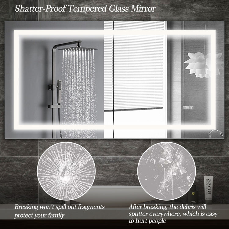 60" X 32" Led Bathroom Mirror With Anti Fog And Touch Sensor Modern Frameless Lighted Wall Mirror For Bathroom Vanity, Shower Room, Or Dressing Area