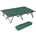 Outsunny 2 Person Folding Camping Cot For Adults, 50" Extra Wide Outdoor Portable Sleeping Cot With Carry Bag, Elevated Camping Bed, Beach Hiking, Green