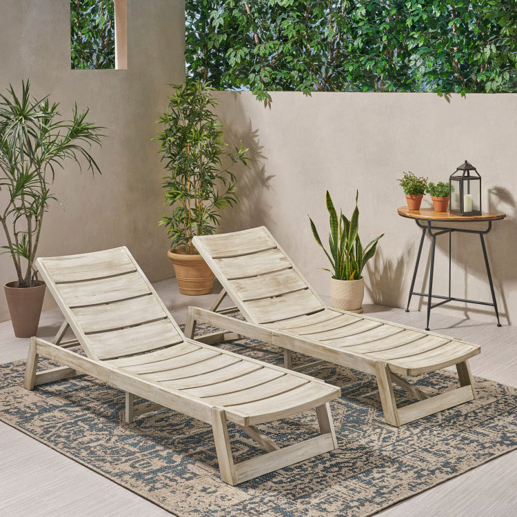 MAKI CHAISE LOUNGE SET OF 2 grey - metal & wood