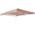Manual Retractable Awning, 12 X 10 Ft Outdoor Patio Awning Retractable Sun Shade, Water Resistant Polyester Patio Door Window Awning Sunshade Shelter With Crank Handle For Backyard, Balcony