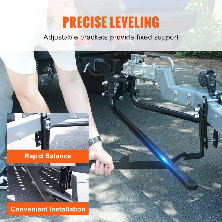 Weight Distribution Hitch, 1,000 Lbs Weight Distributing Hitches Kit With Sway Control For Trailer, 2 In Solid Steel Shank, 2 5 16 In Alloy Steel Ball, Powder Coated Load Leveling Hitch, Black