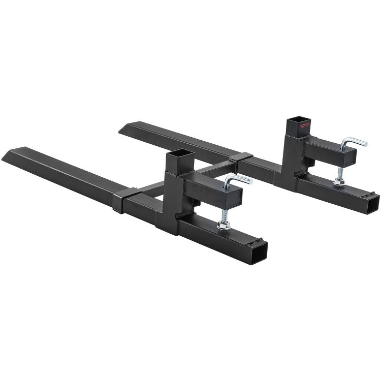 Pallet Forks, 2000 Lbs Clamp On Pallet Forks, 43" Total Length Tractor Bucket Forks With Adjustable Stabilizer Bar, Heavy Duty Pallet Forks For Tractor Attachments, Skid Steer, Loader Bucket