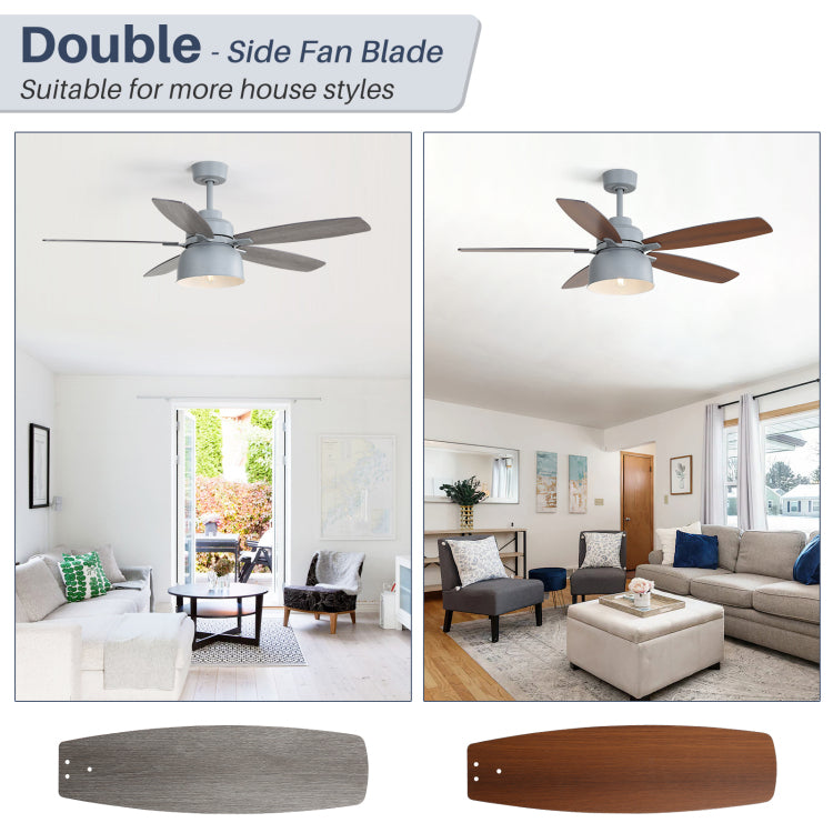 52 Inch Premium Cement Gray ,E26 Bulb Included,Remote Control,Dc Motor,5 Plywood Blades