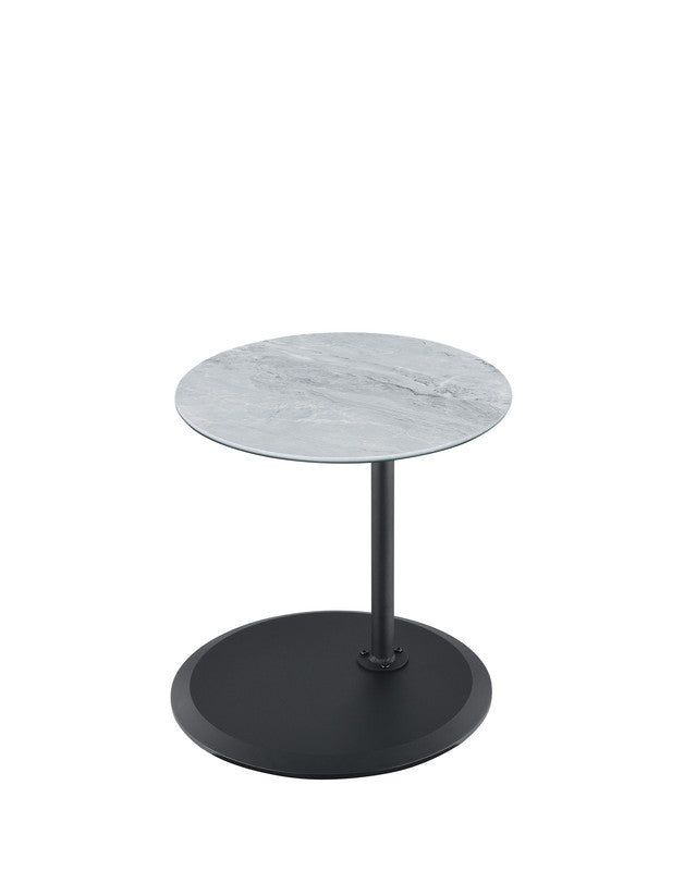 Orfeo 15.5"W End Table With Height Adjustable Gray Marble Textured Top