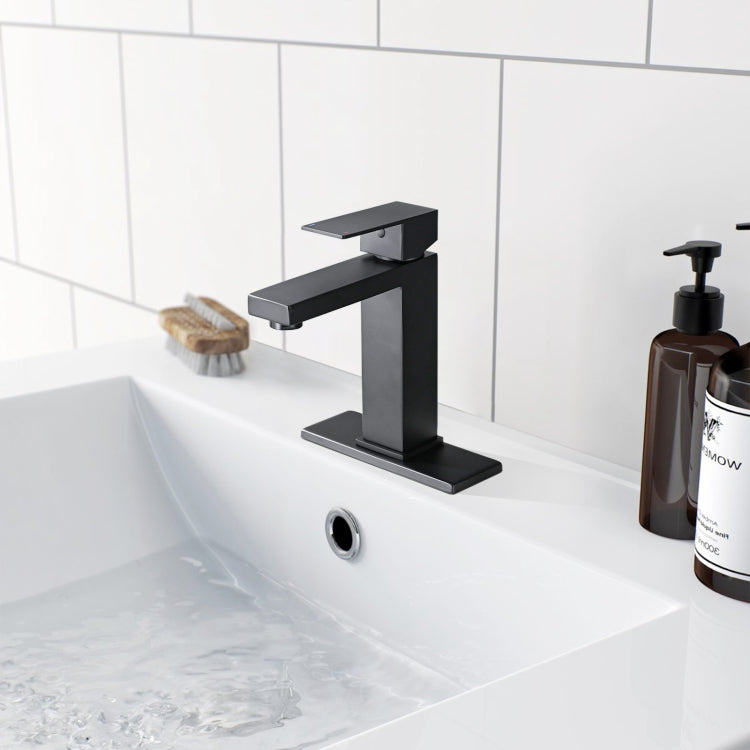 Bathroom Faucet Single Hole, Single Handle Stainless Steel Faucet For Bathroom Sink With Deckplate And Drain Assembly