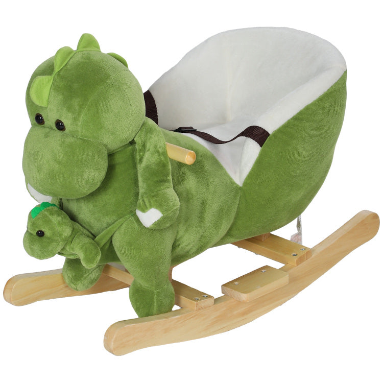 Qaba Baby Rocking Horse, Toddler Plush Dinosaur Animal Rocker With Seat Belt, 32 Songs, Hand Puppet, Kids Riding Horse Rocking Chair For 18 36 Months, Green