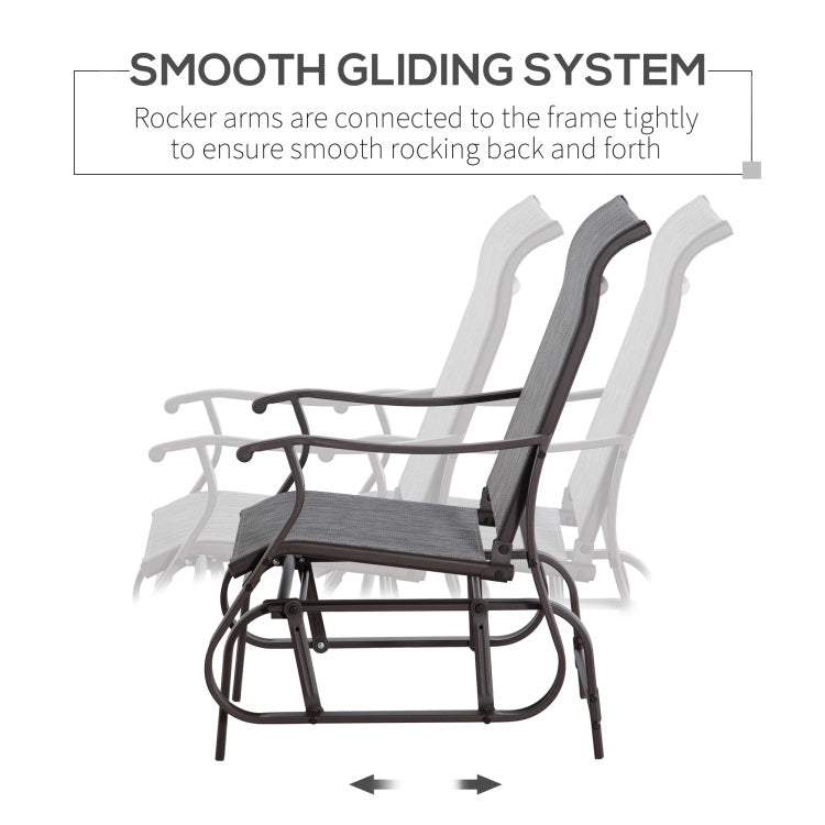 Outsunny Outdoor Glider Chair, Gliders For Outside Patio With Steel Frame And Mesh Fabric For Backyard, Garden, And Porch, Gray