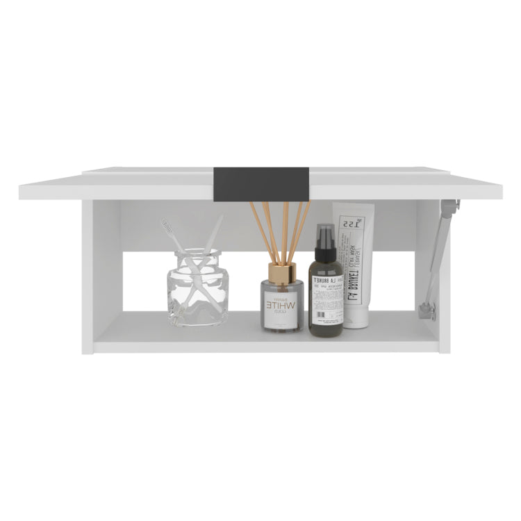 Coolidge Pull Up Wall Cabinet, Compact Design, Single Shelf, Modern Style, White