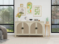 Rattan 4 Door Cabinet, Suitable For Bedroom, Living Room, Study