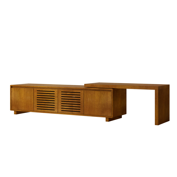 63" Mid Century Modern Extendable Tv Stand For Tvs Up To 75", Media Console Tv Cabinet For Living Room, Farmhouse Entertainment Cabinet With Storage & Adjustable Panel