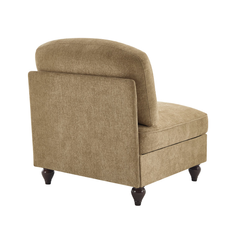 Armless Sofa Chenille W 1 Pillow Light Coffee