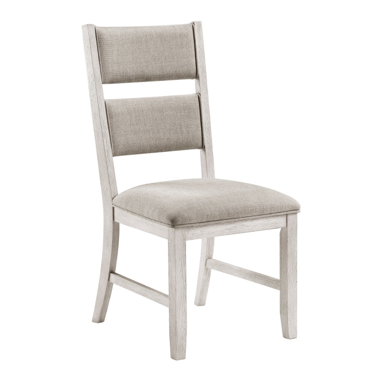 Modern Farmhouse Dining Side Chairs Set Of 2 Antique White Finish Upholstered Seat Back Wooden Furniture
