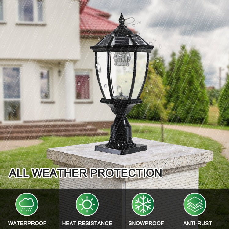 20" H Black Solar Powered Led Outdoor Lantern, Vintage Garden Light With Elegant Glass Design For Pathways, Yards, And Patios 1 Pack