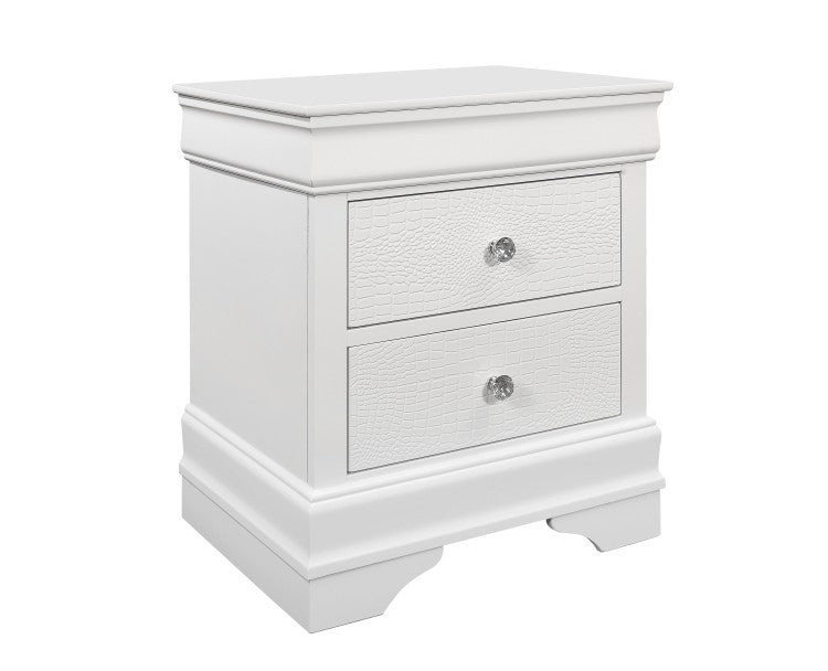 Shaker Crocodile Metallic White Nightstand