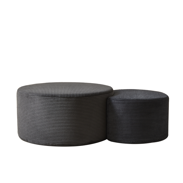 Nesting Coffee Table Set Of 2,Upholstered Round Coffee Tables Set Of 2 For Living Room, Modern Foam Round Coffee Table Side Table End Table Ottoman, No Assembly