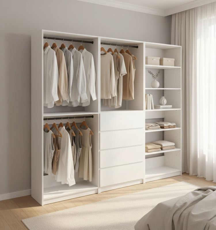 Prosper White Freestanding Walk In Wood Closet System