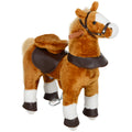 Qaba Ride On Horse, Walking Horse Toy, Kids Plush Riding Horse, Pony With Wheels & Neighing Sound For 3 5 Years Old Up To 132 Pounds, Brown