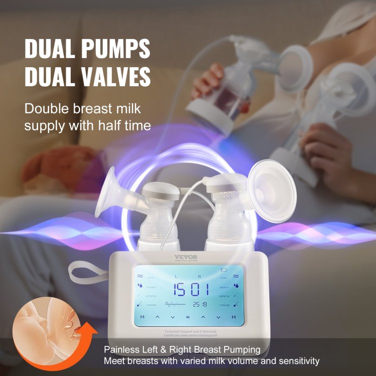 Breast Pump, Single Double Adjustable Electric Breast Pumps, 4 Modes & 9 15 Levels, Reciprocating Piston Pumps, 4000Mah Anti Backflow Breastfeeding Pump With 300Mmhg High Suction, 18 22Mm Flange