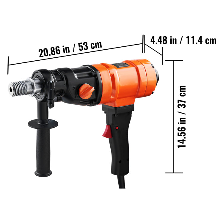 Diamond Core Drilling Machine, 4In Handheld Wet Concrete Core Drill Rig, 1100 2400Rpm Two Speed & 1 1 4" Thread & 2 Bubble Levels, 3 4In Drilling Diameter For Concrete Brick Block Stone, 1500W