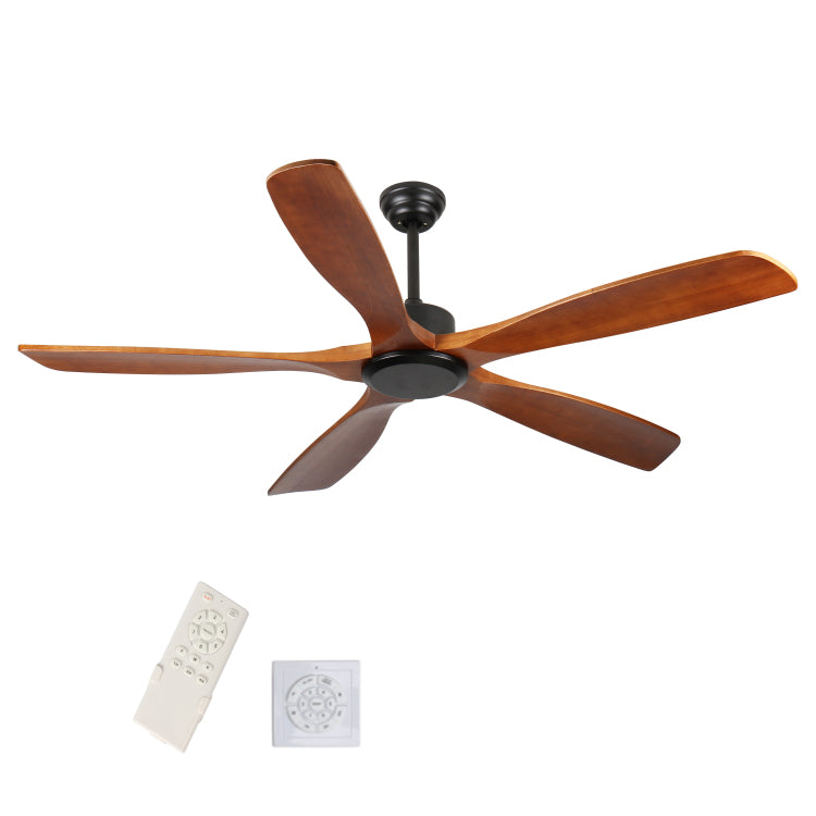 60 Inch Wood No Light With Remote Control, Low Profile Without Light,Noiseless Reversible Dc Motor With Timer