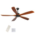 60 Inch Wood No Light With Remote Control, Low Profile Without Light,Noiseless Reversible Dc Motor With Timer
