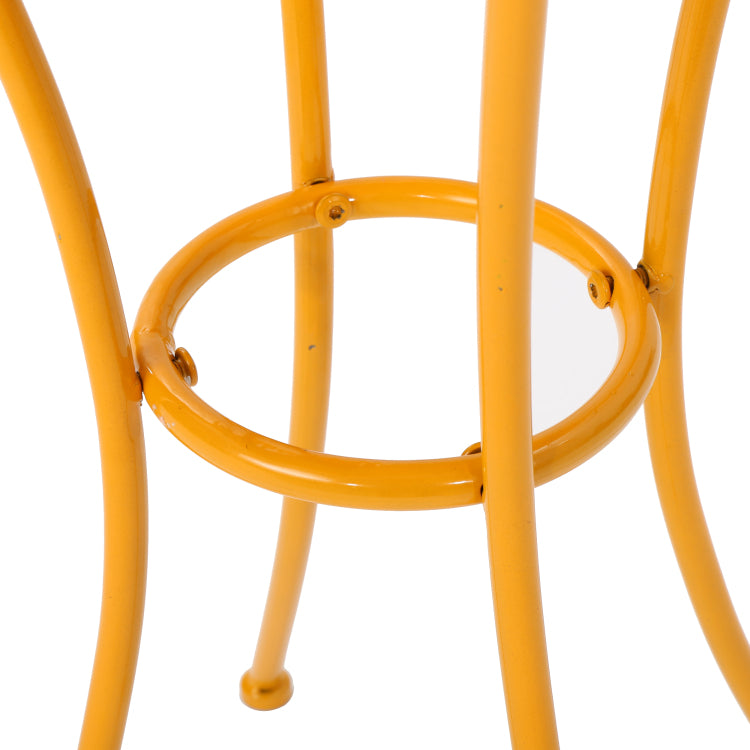 Outdoor Side Table With Tile Mosaic Table Top And Metal Legs, Yellow