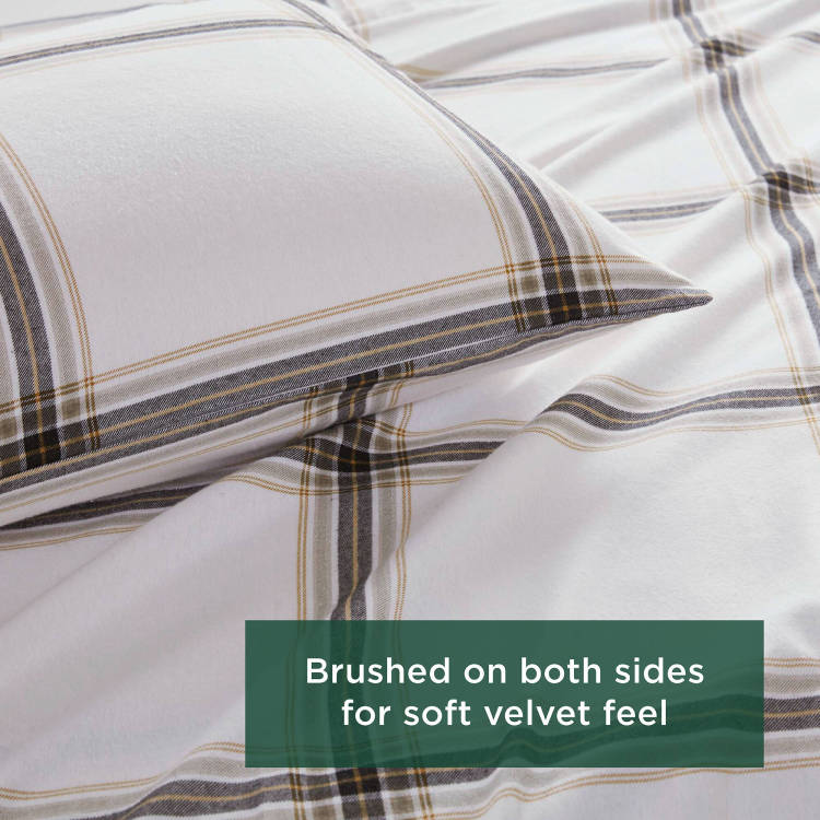4 Piece King Sheet Set,Tan Plaid