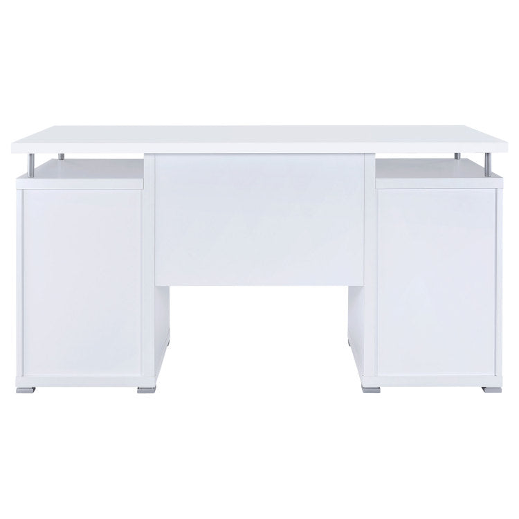Rochelle White Computer Desk With 2 Drawers And Cabinet