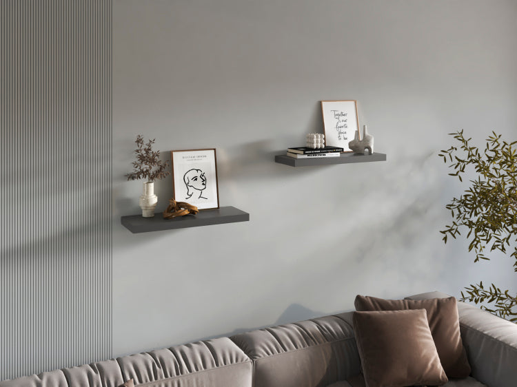 Floating Shelves 1.50" H, 2 Shelves, Matt Gray