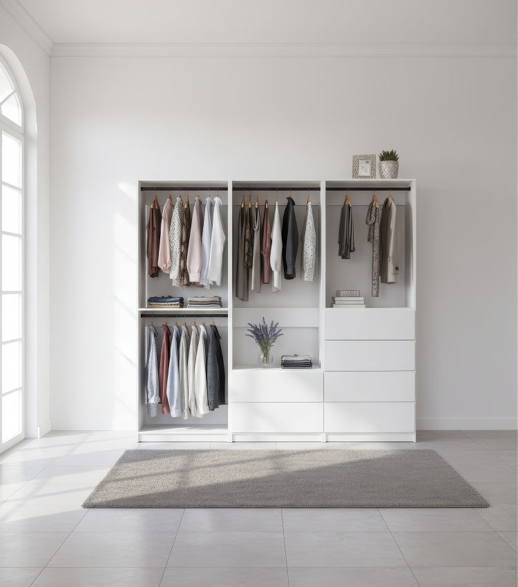 Prosper White Freestanding Walk In Wood Closet System