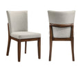 2Pc Mid Century Brown Warm Wood Finish Curved Chairs Upholstered Seat Back Dining Room Wooden Solid Wood Furniture
